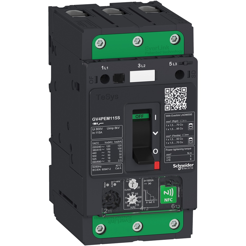 Interruttore salvamotore magnetotermico multifunzione 115A 25kA Everlink
