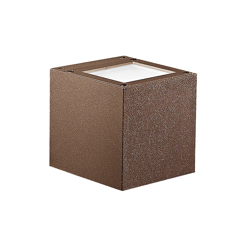 Applique LED biemissione quadrata 9W 3000K IP65 marrone per esterno