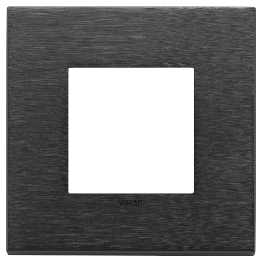 Placca 2 moduli metallo nero spazzolato per installazioni elettriche interne