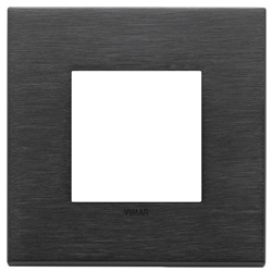 Placca 2 moduli metallo nero spazzolato per installazioni elettriche interne