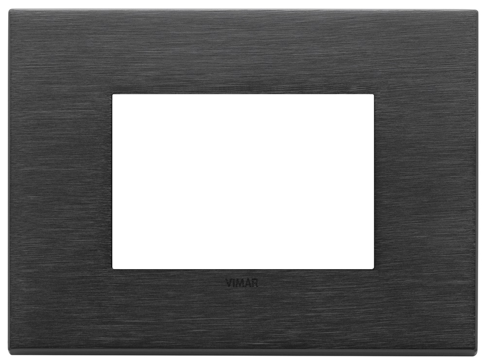 Placca 3 moduli metallo nero spazzolato per installazioni elettriche