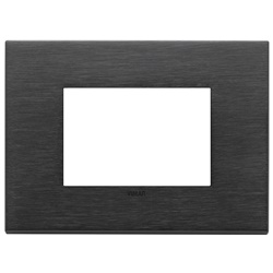 Placca 3 moduli metallo nero spazzolato per installazioni elettriche
