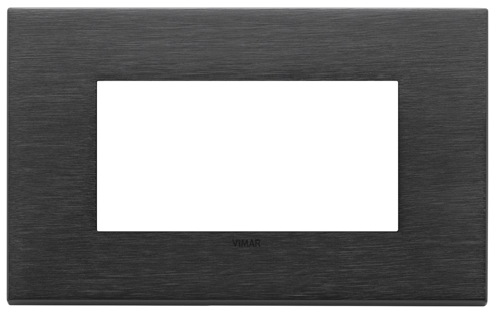 Placca 4 moduli metallo nero spazzolato design moderno per installazioni elettriche