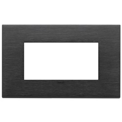 Placca 4 moduli metallo nero spazzolato design moderno per installazioni elettriche