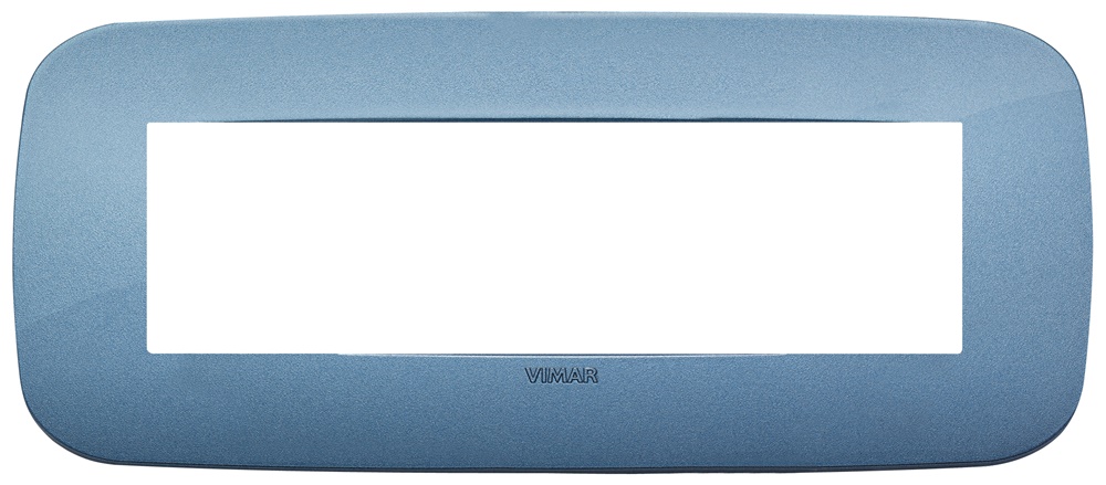 Placca Round 7 moduli tecnopolimero colore blu per installazioni elettriche