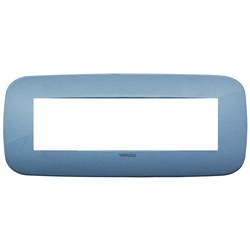 Placca Round 7 moduli tecnopolimero colore blu per installazioni elettriche