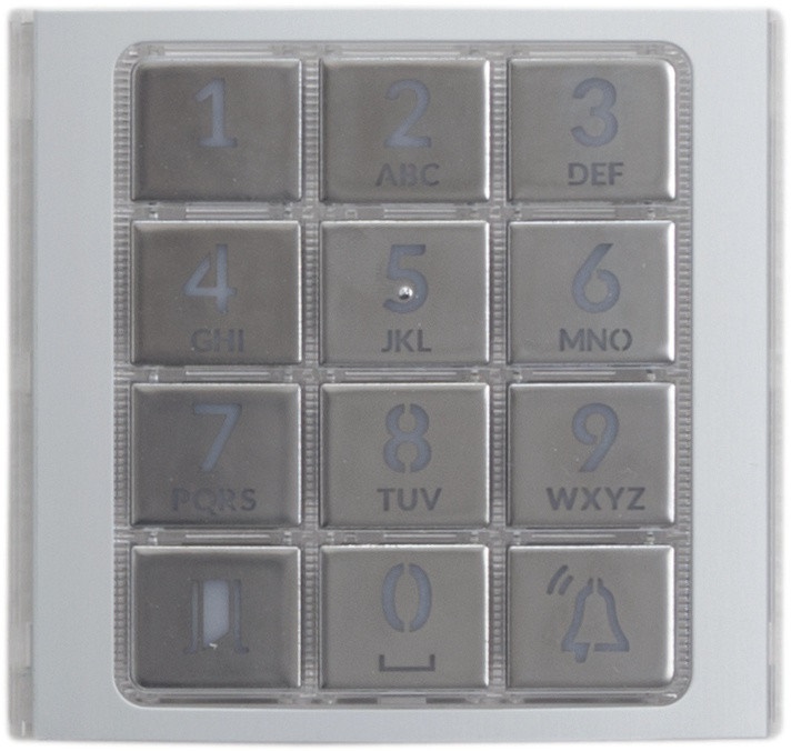Modulo frontale tastiera numerica robusto IK07 per impianti elettrici con supporto policarbonato