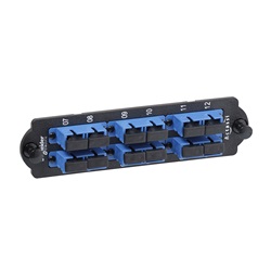 Piastra con 6 bussole SC duplex colore blu per fibre monomodali OS1/OS2