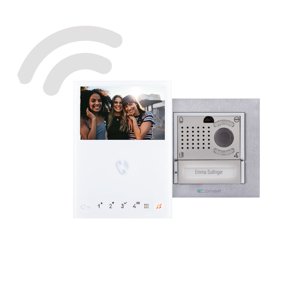 Serie Mini - Kit video monofamiliare con posto esterno Ikall HD e monitor 4.3 Wi-Fi, sistema ViP, preprogrammato, codec H.264
