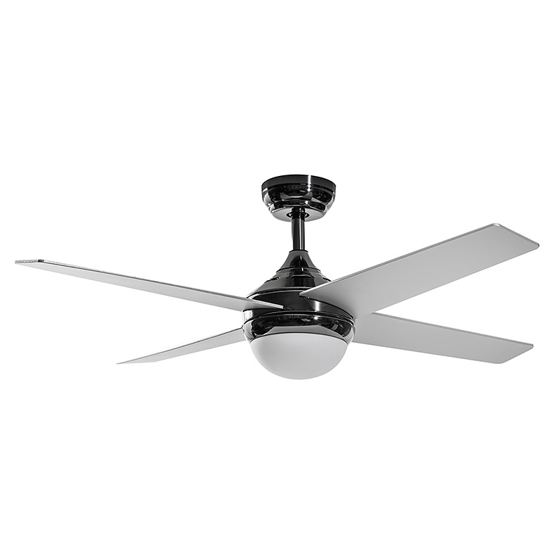 Ventilatore a soffitto LED 18W CCT regolabile pale legno alluminio cromato interno IP20