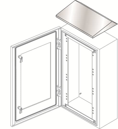 Tetto paraspruzzi acciaio inox 300x200 per quadri elettrici esterni