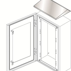 Tetto paraspruzzi acciaio inox 600x300 mm protezione pannelli elettrici esterni