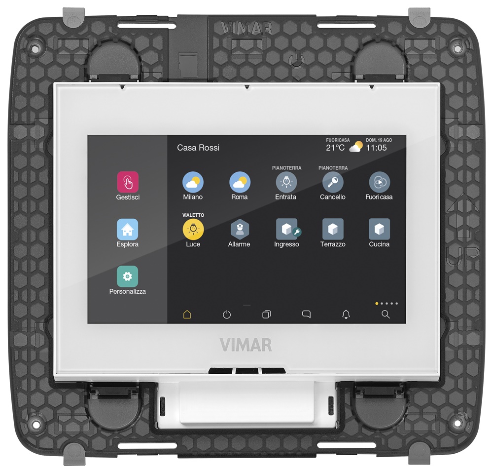Touch screen domotico IP 4,3 capacitivo PoE supervisore videocitofono interno bianco