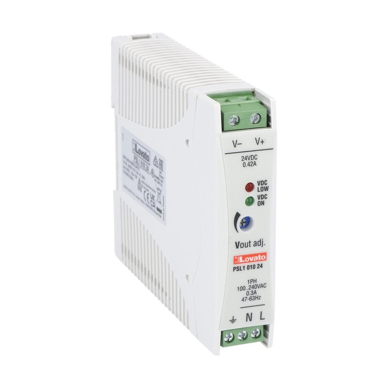 Alimentatore switching 24VDC 10W fissaggio su guida DIN monofase 100-240VAC