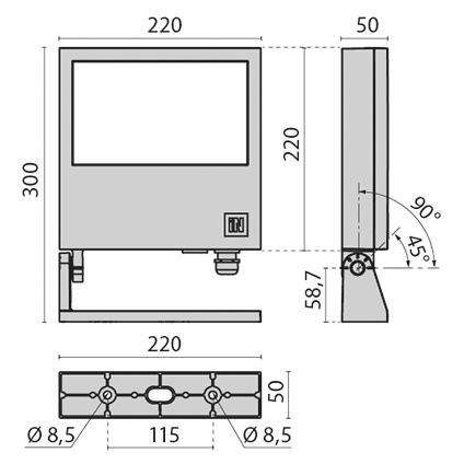 Proiettore LED 49W 3000K alluminio pressofuso interno esterno