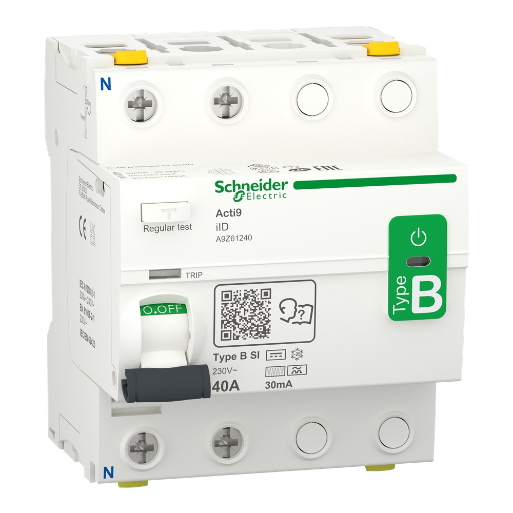Interruttore differenziale Acti9 iID B-SI 2P 40A 30mA protezione guasti a terra installazione su guida DIN