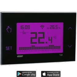 Cronotermostato touch screen Wi-Fi RF con umidostato programmazione settimanale da parete nero