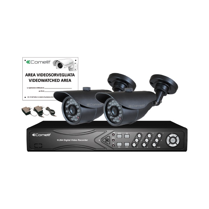 Kit IP, NVR IPNVR045DPOE + 2 telecamere IPBCAM02MA + accessori