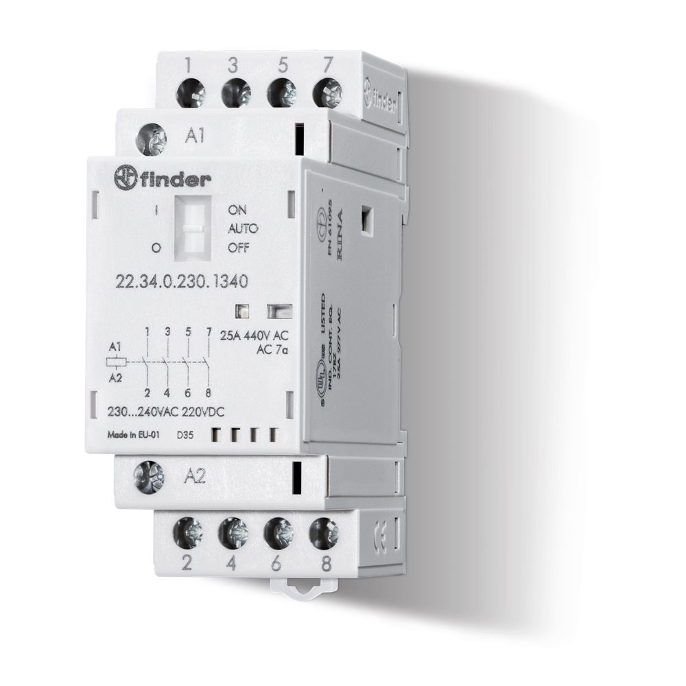 Contattore modulare 25A 4 contatti 36mm distribuzione elettrica