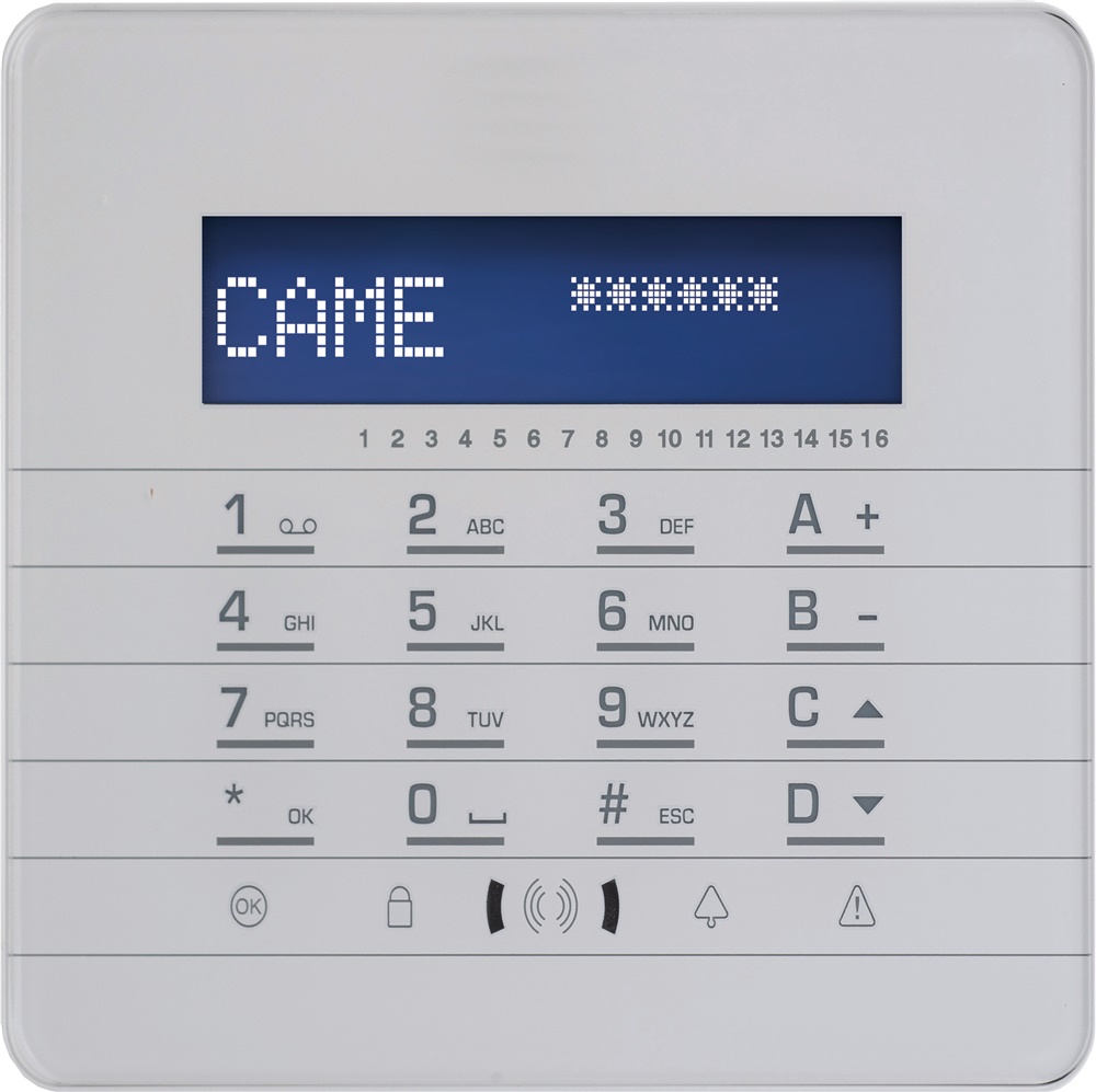 Tastiera bianca filo capacitiva LCD per sistemi controllo accessi sicurezza professionale