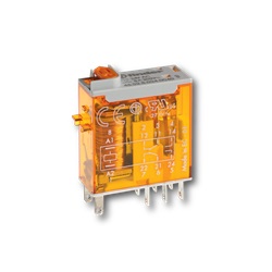 Minirelè industriale DC 24 V AgNi + Au Pulsante di prova + doppio LED  (DC non polarizzato) + indicatore meccanico