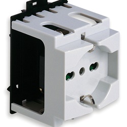 Presa 2P+T 16A 250V universale guida DIN standard italiano grigio RAL 7035