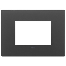 Placca 3 moduli cristallo nero satinato design moderno per installazioni elettriche