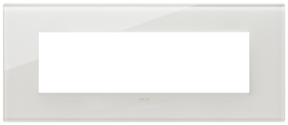 Placca 7 moduli cristallo bianco latte per installazioni elettriche