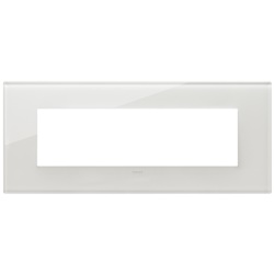 Placca 7 moduli cristallo bianco latte per installazioni elettriche