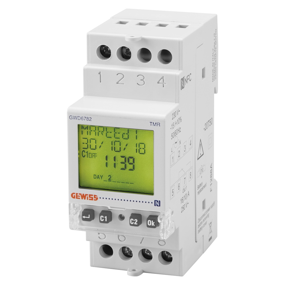 Interruttore orario digitale settimanale 1 canale serie 90 AM per impianti elettrici