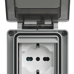 Contenitore IP66 spina inserita presa 2P+T 16A 250V universale parete stagno bianco 2 moduli