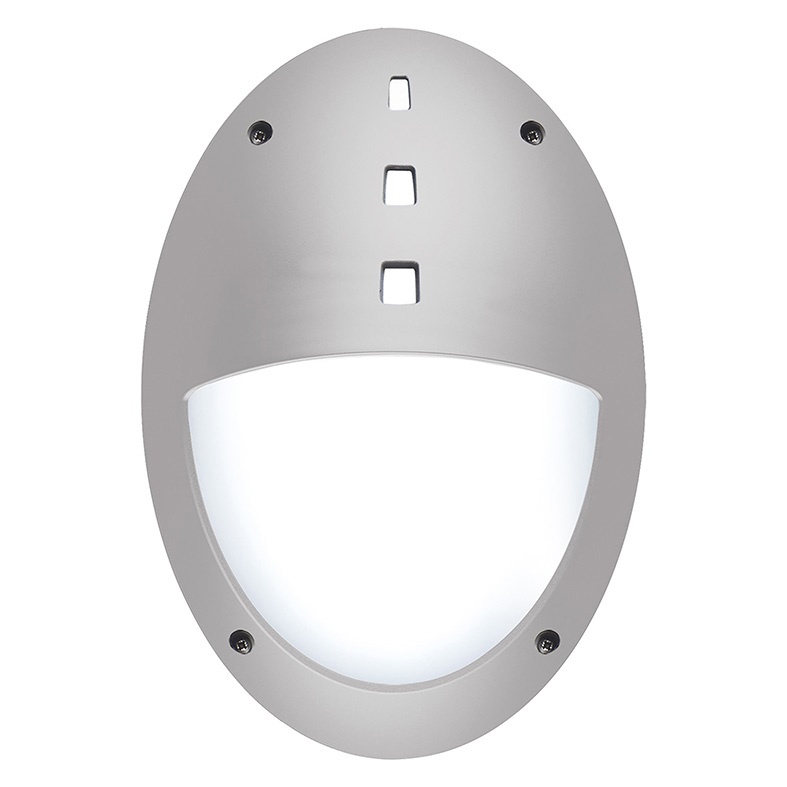 Applique plafoniera ovale grigia IP66 policarbonato antiurto attacco E27 per esterni e interni