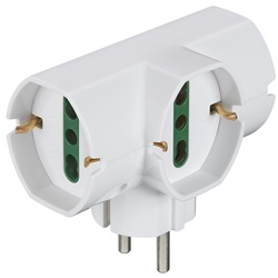 Adattatore multiplo verticale SICURY 250V 1500W spina 2P+T 16A tre prese universali bianco