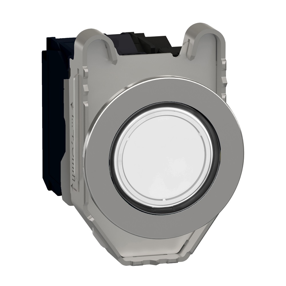 Pulsante luminoso bianco filopannello LED universale 24VAC/DC 1NO+1NC- Ø30