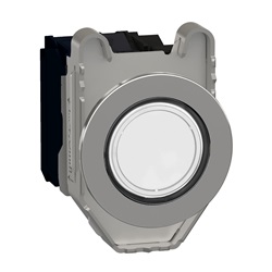 Pulsante luminoso bianco filopannello LED universale 24VAC/DC 1NO+1NC- Ø30