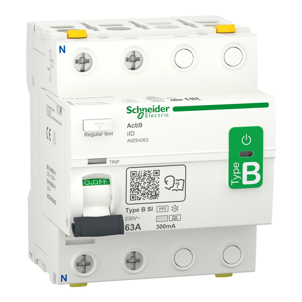 Interruttore differenziale iID B-SI 2P 63A 300mA protezione guasti a terra installazione su guida DIN