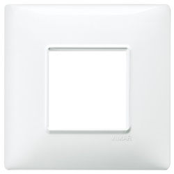 Placca 2 moduli BS tecnopolimero bianco per installazioni elettriche