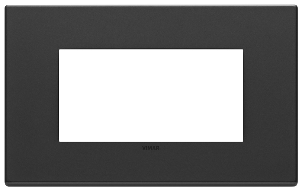 Placca 4 moduli metallo grigio antracite per installazioni elettriche