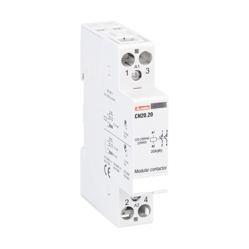 Contattore modulare bipolare 20A AC1 220-230V per impianti elettrici industriali