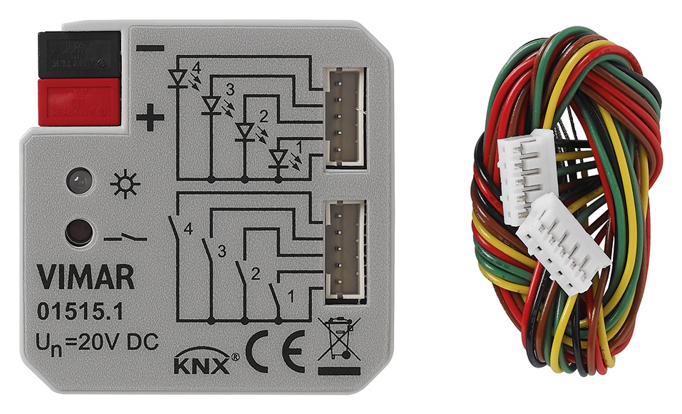 Interfaccia 4 ingressi/uscite programmabili LED standard KNX per automazione edificio