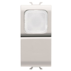 Pulsante modulare 1 modulo 1 polo NA 16A con spia trasparente bianco serie Chorus per impianti civili
