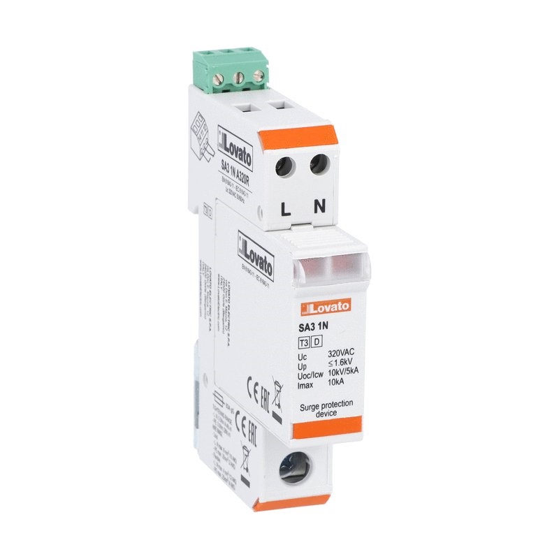 Scaricatore sovratensioni tipo 3 1P+N cartuccia estraibile con contatto remoto per protezione impianti elettrici