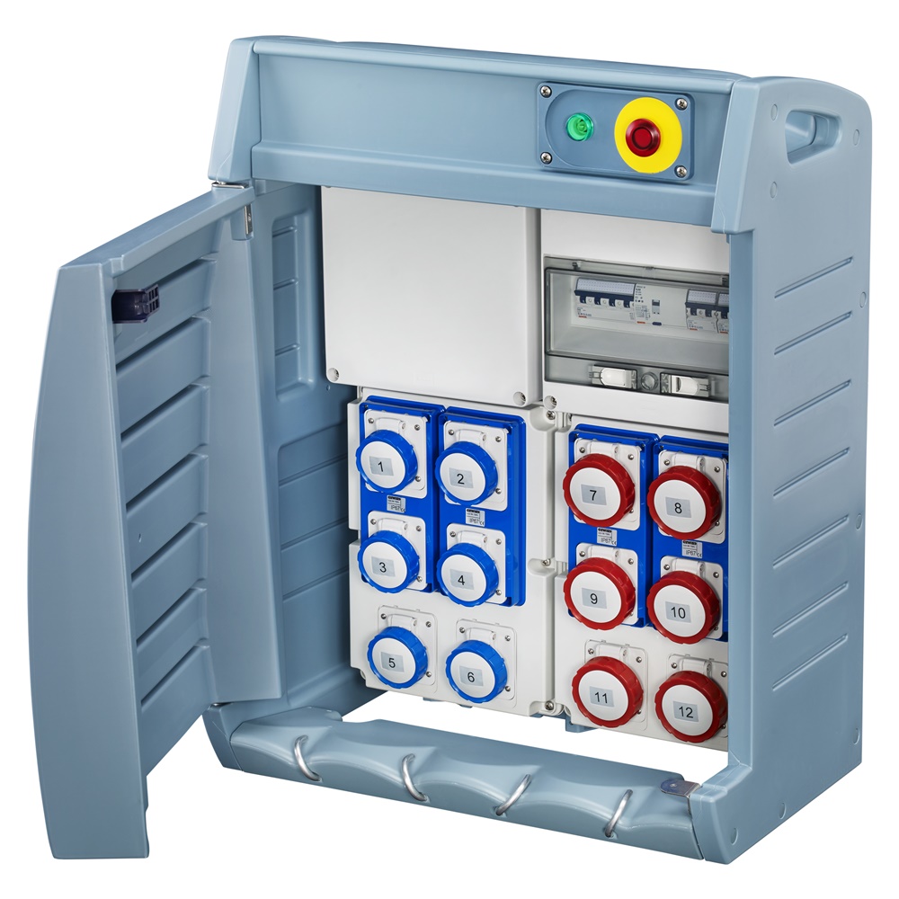 Quadro elettrico Q-BOX4 ASC MO1F 12 prese IEC 12 kW sistema cantiere certificato EN 61439-4