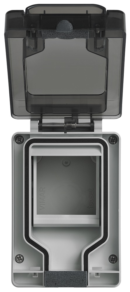 Contenitore IP66 stagno parete spina inserita 2 moduli Eikon Arké Plana
