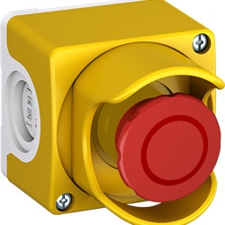 Custodia elettrica robusta con pulsante emergenza 40mm e rilascio a trazione per montaggio orizzontale