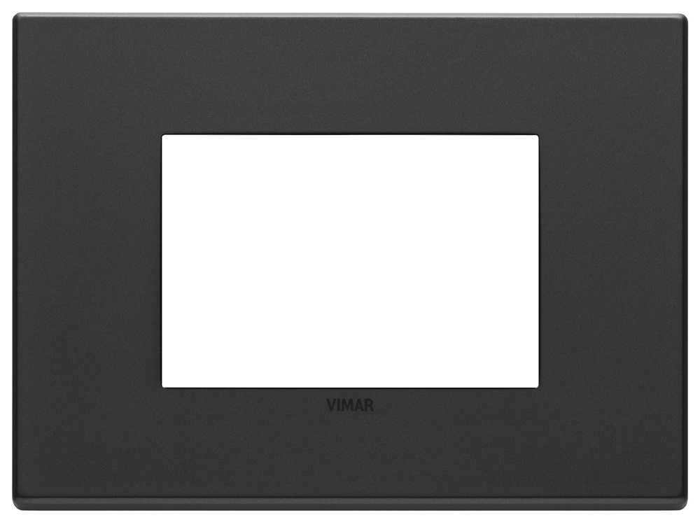 Placca 3 moduli metallo base grigio antracite per installazioni elettriche