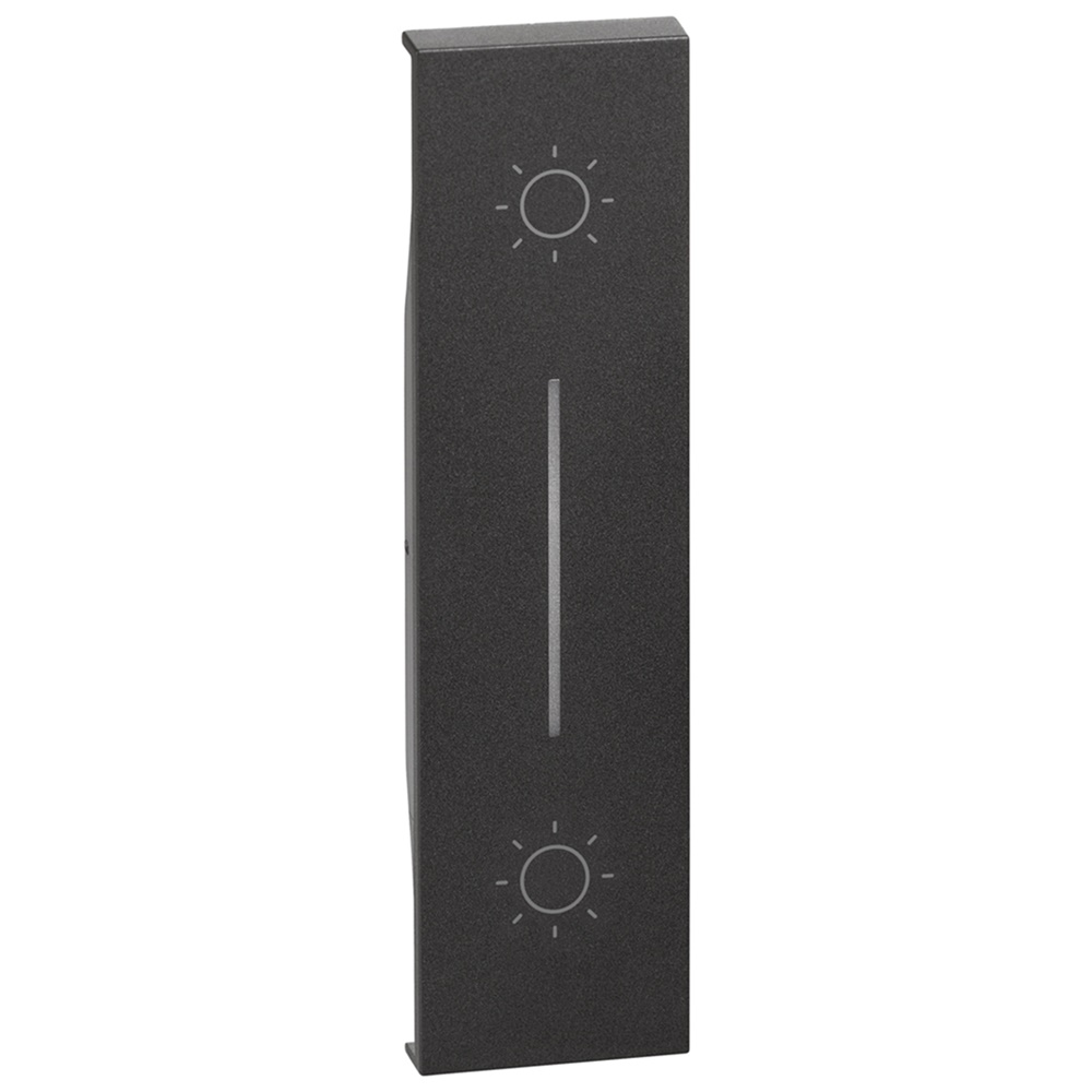 Cover doppio pulsante 1 modulo nero con simboli luminosi e finestra controllo per applicazioni elettriche