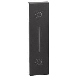 Cover doppio pulsante 1 modulo nero con simboli luminosi e finestra controllo per applicazioni elettriche