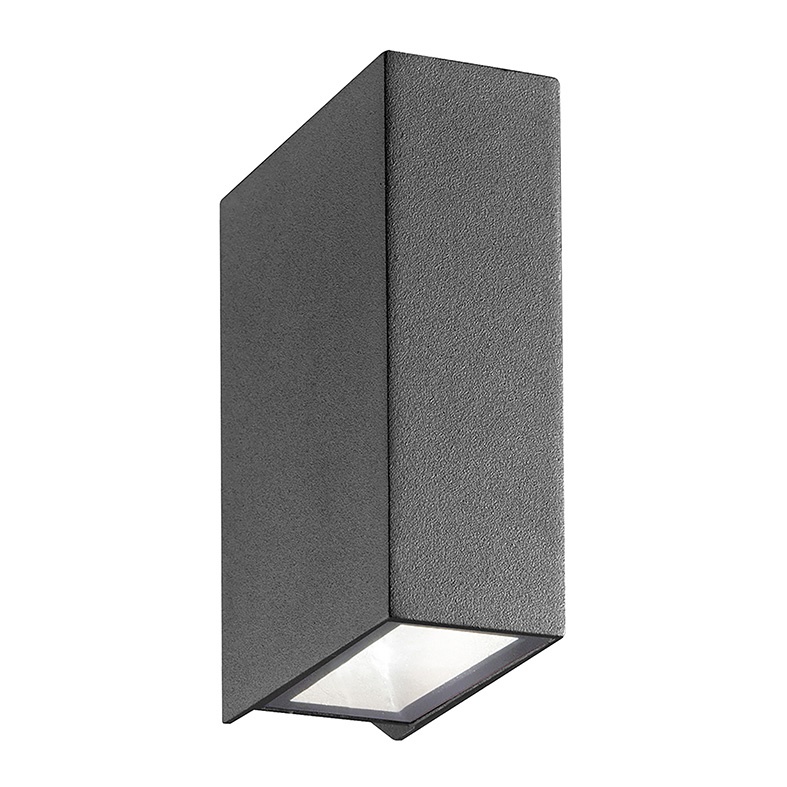 Apparecchio LED esterno IP54 biemissione struttura alluminio vetro temperato design robusto