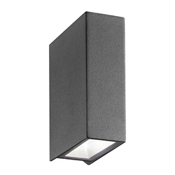 Apparecchio LED esterno IP54 biemissione struttura alluminio vetro temperato design robusto